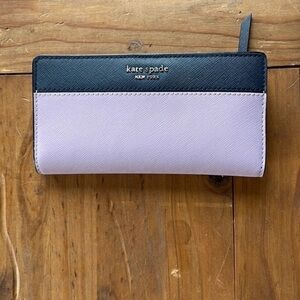 Kate Spade New York Staci colorblock large slim bifold wallet Lavender & Navy